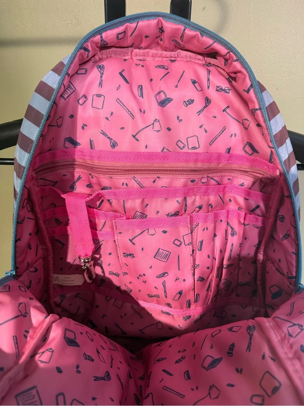 Matilda Jane Make The Grade Yellow & Pink Patterned Bow Kids Backpack